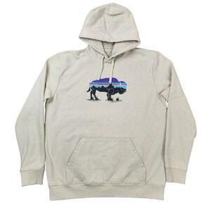 Patagonia Hoodie Mens XL Beige Fitz Roy Bison Uprisal Midweight Hoody Sweatshirt